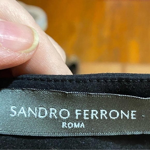 Sandro Ferrone Roma Italia Perforated Black Dress Size 42 It Fits like a 2-4 US - Picture 5 of 8
